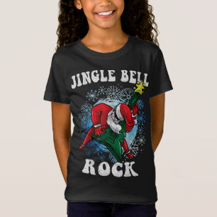 T-Shirt Jingle Bell Rock Père Noël Jouer Guitare Noël Fu