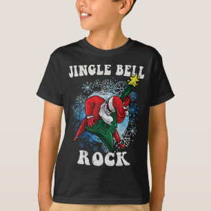 T-shirt Jingle Bell Rock Père Noël Jouer Guitare Noël Fu