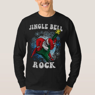 T-shirt Jingle Bell Rock Père Noël Jouer Guitare Noël Fu