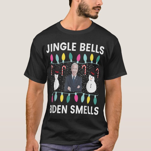 T-shirt Jingle Bells Biden Sent Chandail de Noël moche A (Devant)