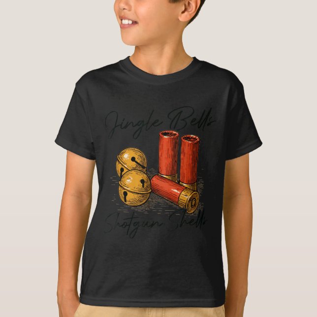 T-shirt Jingle Bells Shotgun Shells Funny Hunting Christma (Devant)