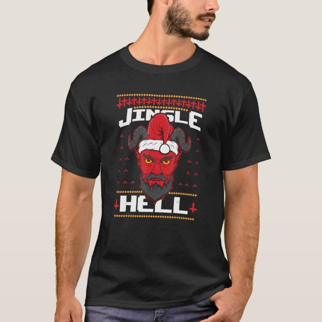 T-shirt Jingle Hell Devil Hail Satan Santa Claus Rock Fan (Devant)