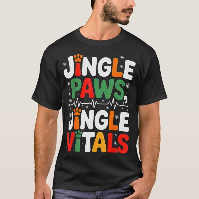 T-shirt Jingle Paws Jingle Vitals Funny Vet Nurse Xmas  (Devant)