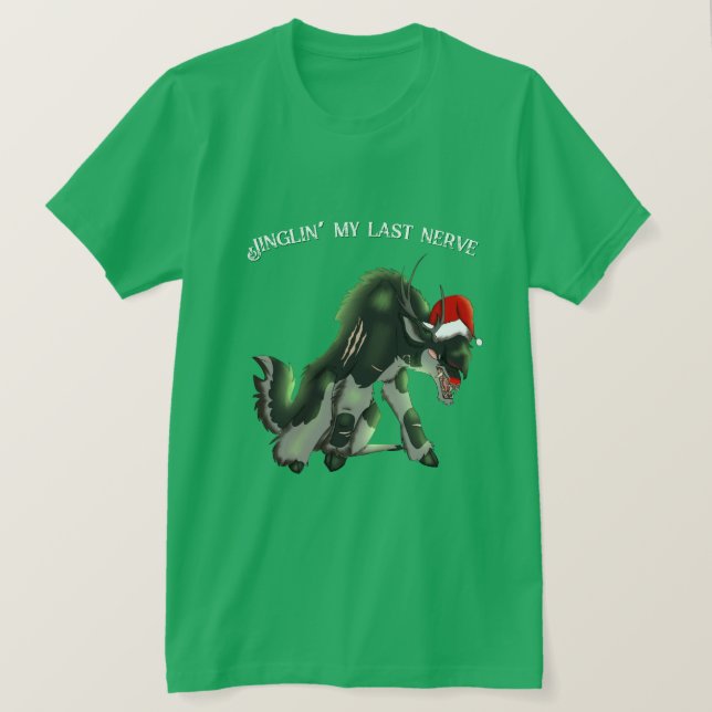T-shirt Jinglin' My Last Nerve Angry Reindeer Funny Horror (Design devant)