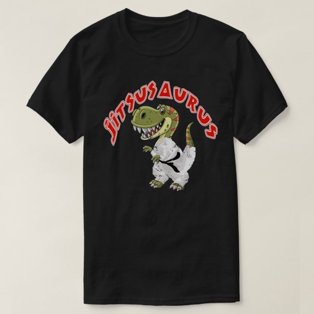 T-shirt Jitsusaurus Funny Jiu Jitsu Trex Ceinture noire (Design devant)