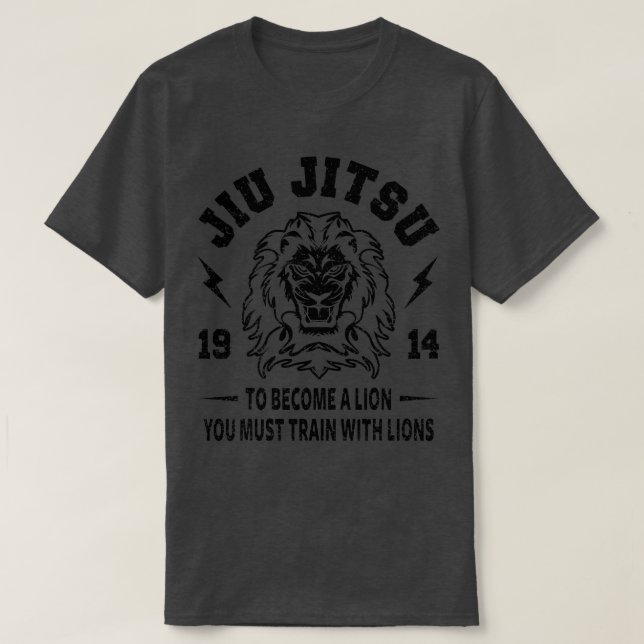 T-shirt Jiu jitsu bjj est devenu un lion mixed martial art (Design devant)