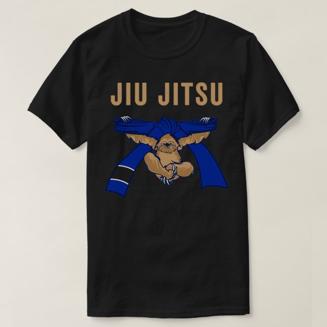 T-shirt Jiu Jitsu BJJ Sloth Jiu Jitsu Blue Belt avec texte (Design devant)
