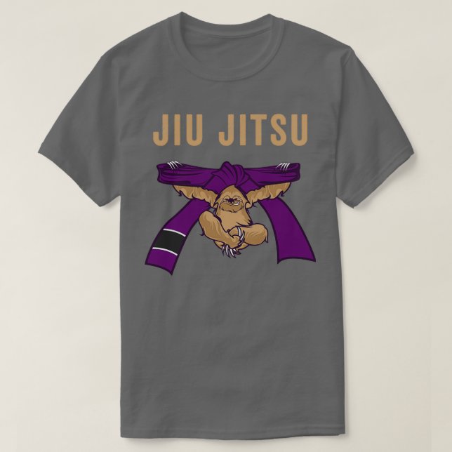 T-shirt Jiu Jitsu BJJ Sloth Jiu Jitsu Ceinture pourpre ave (Design devant)