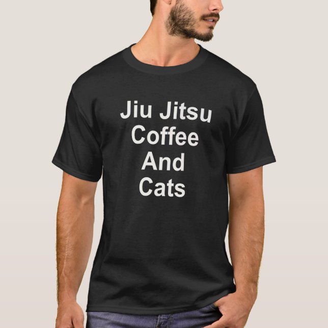 T-shirt Jiu Jitsu Café Et Chats (Devant)
