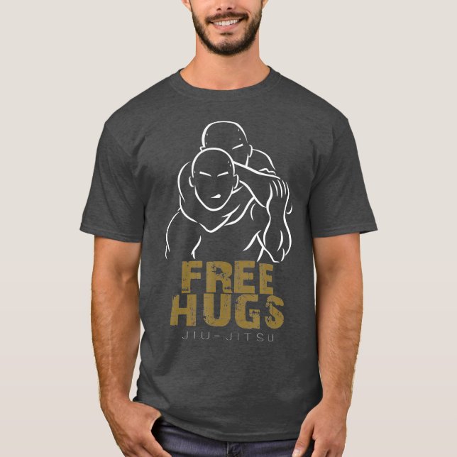 T-shirt Jiu Jitsu Free Hugs Hugs Gratuit (Devant)