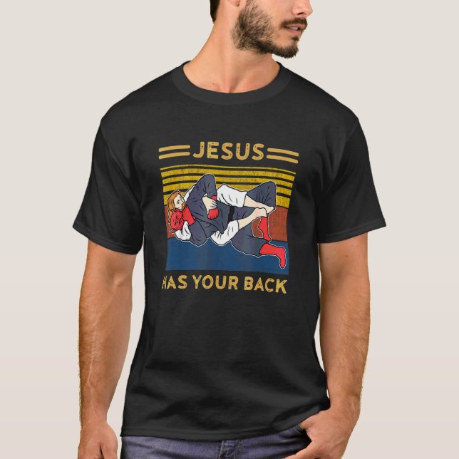 T-shirt Jiu Jitsu Libre Hug Jésus A Ton Dos (Devant)