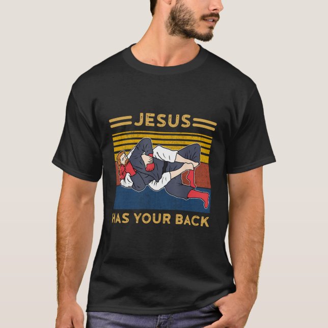 T-shirt Jiu Jitsu Libre Hug Jésus A Ton Dos (Devant)