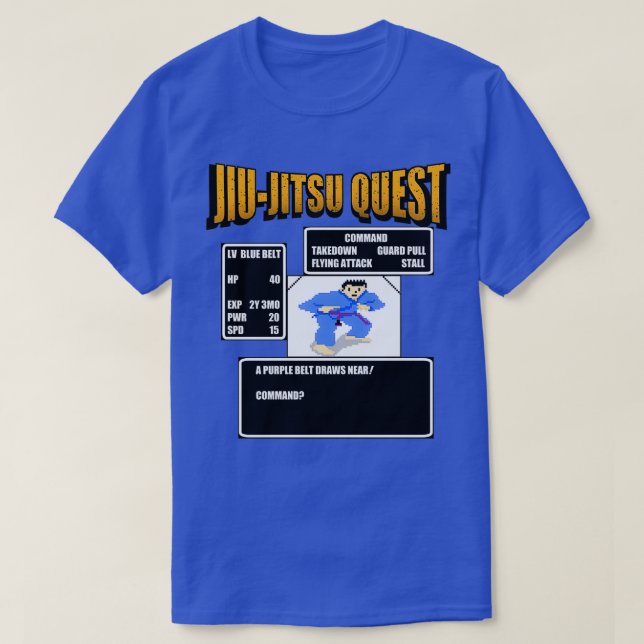 T-shirt Jiu Jitsu Quest BJJ MMA Retro gaming (Design devant)