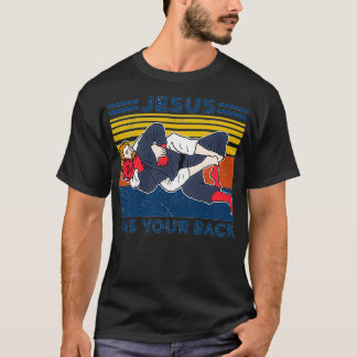 T-shirt Jiu Jitsu s Jesus Has Your Back Mens BJJ MMA Jujit