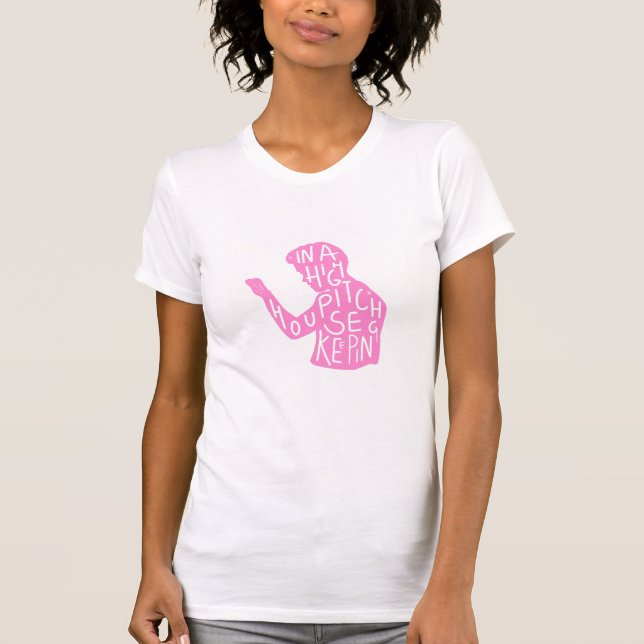T-shirt JJ's silhouette ménagère citation en rose pastel (Devant)