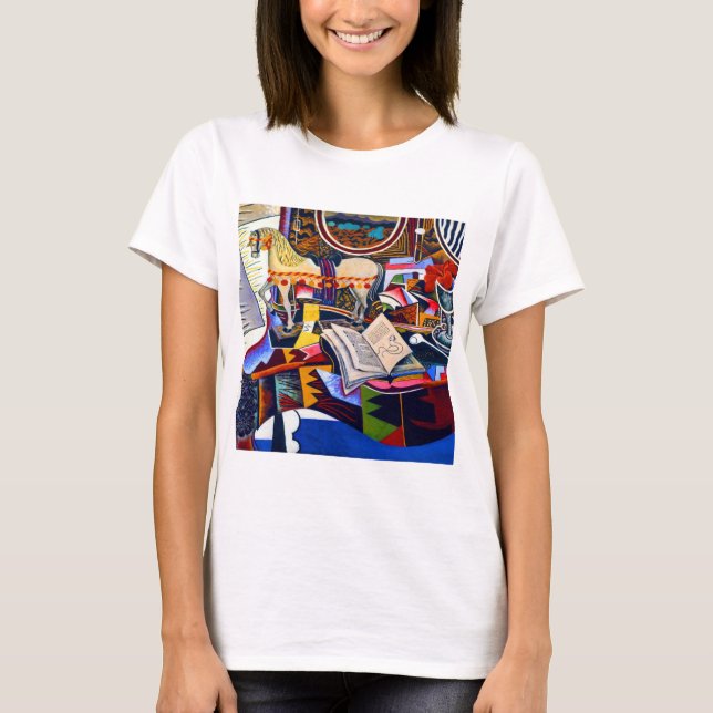 T-shirt Joan Miro Horse Pipe et Fleur rouge (Devant)