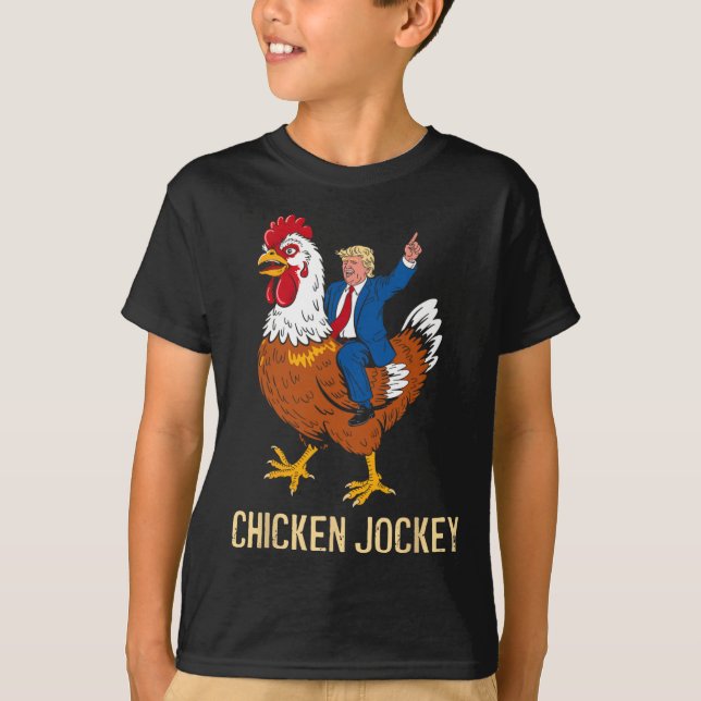 T-shirt Jockey de poulet Trump Mème amusant 9 (Devant)