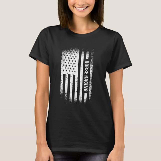 T-shirt Jockey Drapeau US Course de Chevaux (Devant)