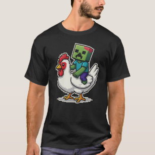 T-shirt Jockey Pixel Drôle Équidistant Cavalier Poulet Joc