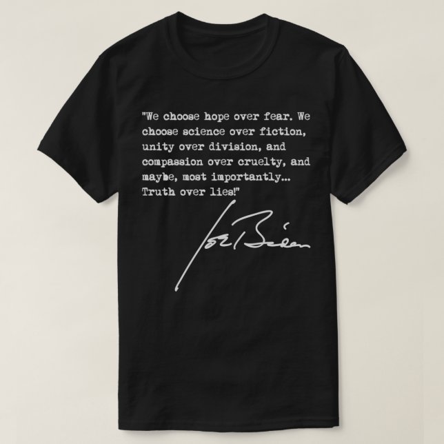 T-shirt Joe Biden 2020 President  Truth over Lies  (Design devant)