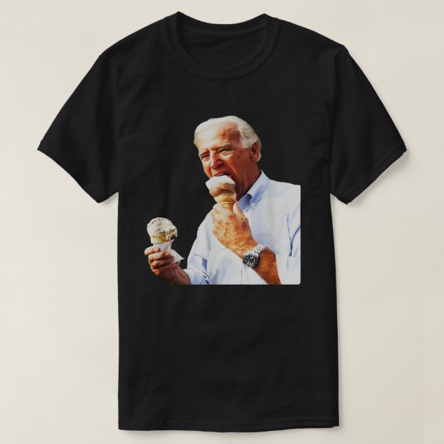 T-shirt Joe Biden mangeant de la glace , le discours du 4  (Design devant)