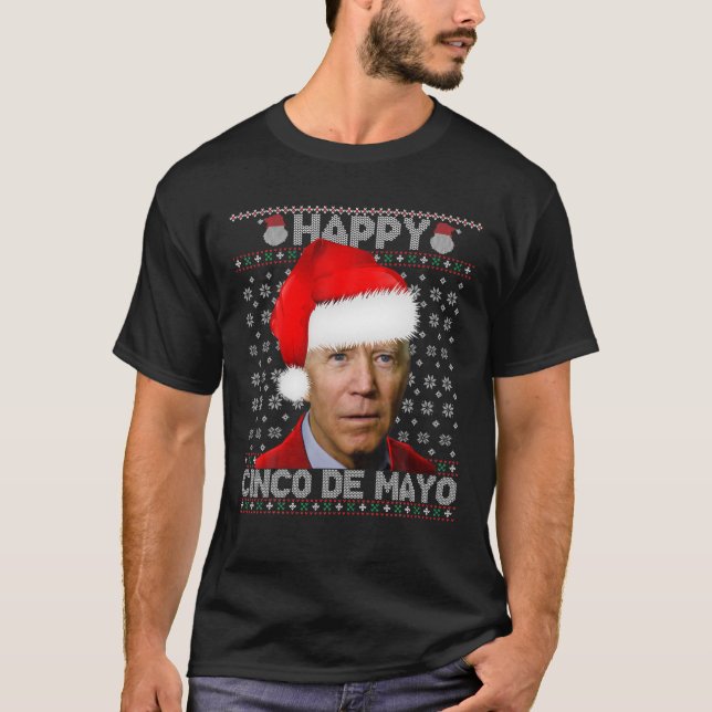 T-shirt Joe Biden Vilain Chandail de Noël Père Noël Happy  (Devant)