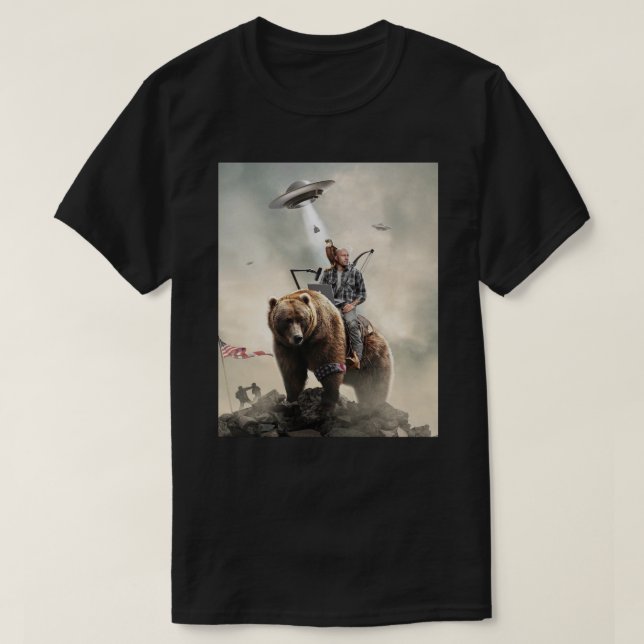 T-shirt Joe Rogan Monte Un Ours (+ Aliens) Essentiel T-Shi (Design devant)