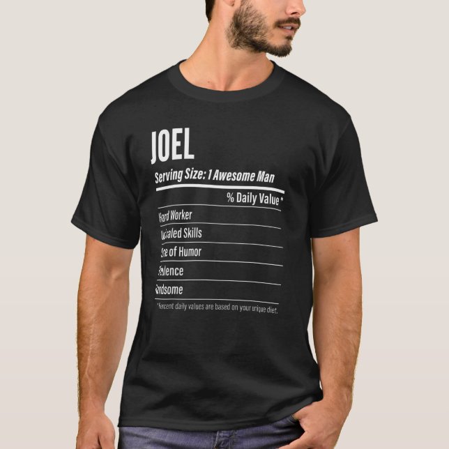 T-shirt Joel Taille du service Nutrition Étiquette Calorie (Devant)