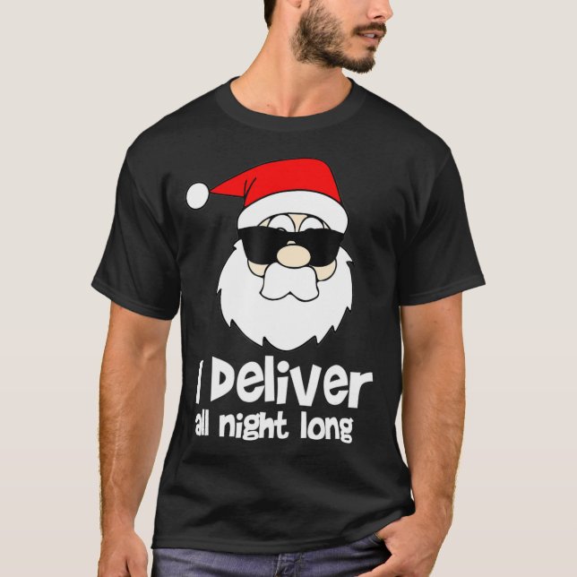 T-shirt J'Offre Toute La Nuit Long Mens Naughty Santa Clau (Devant)