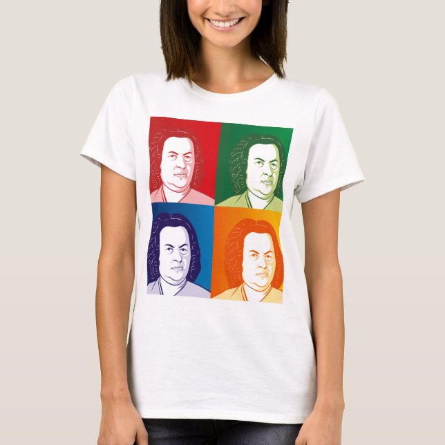 T-shirt Johann Sebastian Bach im Cartoon Stil (Devant)