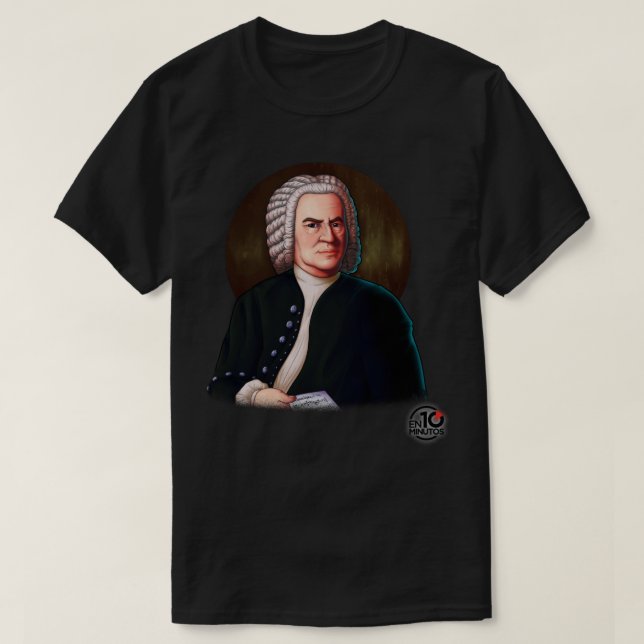 T-shirt Johann Sebastian Bach + logo en10minutos Sticker (Design devant)