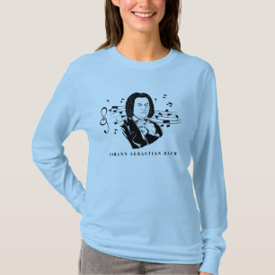 T-shirt Johann Sebastian Bach Portrait et buste avec notes