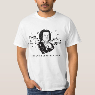 T-shirt Johann Sebastian Bach Portrait et buste avec notes