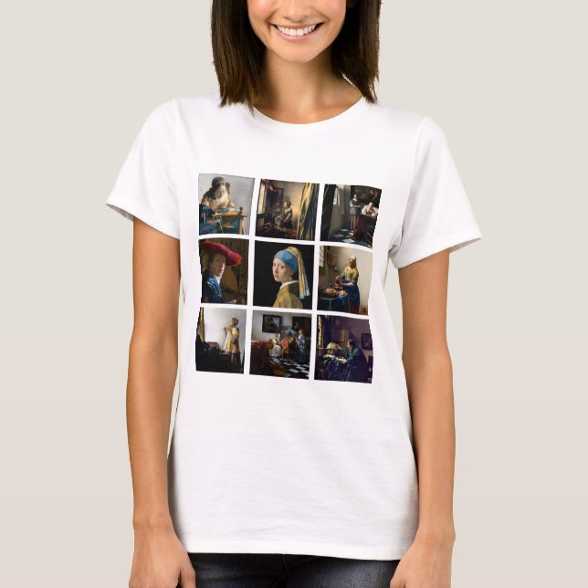 T-shirt Johannes Vermeer - Grille des chefs-d'oeuvre (Devant)