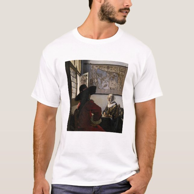T-shirt Johannes Vermeer - Officier avec une fille qui rit (Devant)