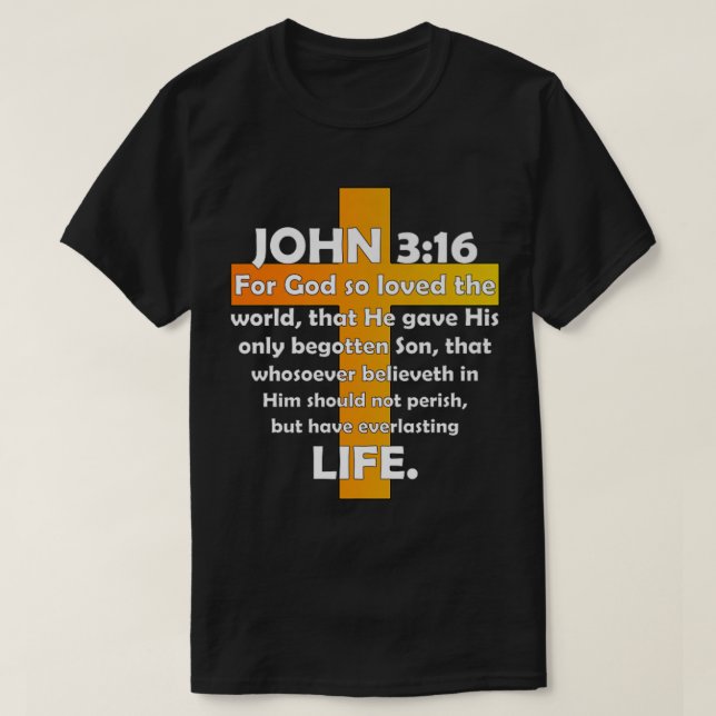 T-shirt John 316 KJV Bible Verse imprimé sur le dos Premiu (Design devant)