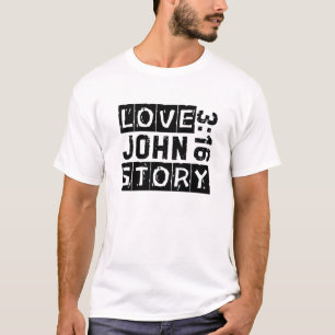 T-shirt John 3:16 Love Story Bible Citation Grunge Noir