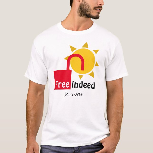 T-shirt John 8:36 LIBRE EN EFFET Personnalisable Christian (Devant)