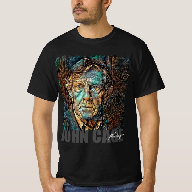 T-shirt JOHN CAGE - Portrait de NFT par Marco Aureggi (Devant)