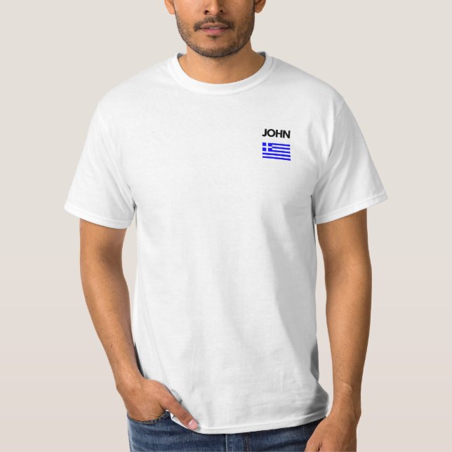 T-shirt John Greek Name avec un drapeau grec (Devant)