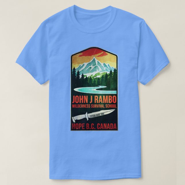 T-shirt John J Rambo Wilderness Survival School (Design devant)
