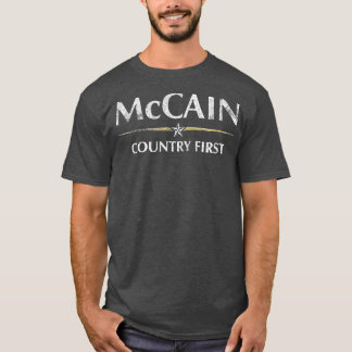 T-shirt John McCain Country First  Vintage Look Hero Memor