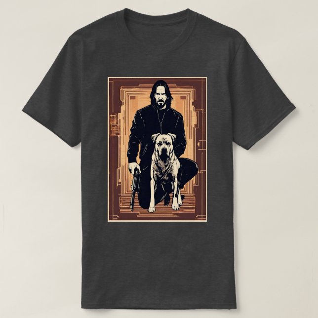 T-shirt John Wick avec Parabellum et son chien de confianc (Design devant)