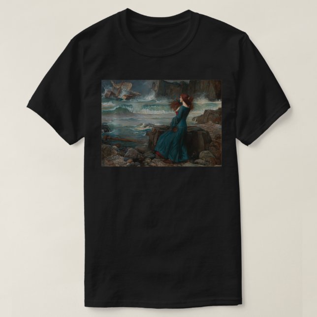 T-shirt John William Waterhouse Miranda Tempest Art Painti (Design devant)