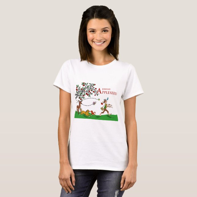 T-shirt Johnny Appleseed T-Shirt, Animaux et Pommier (Devant entier)