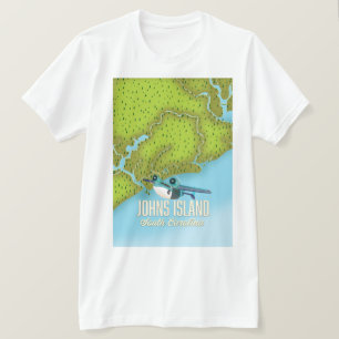 T-shirt Johns Island, Carolina sud carte USA.