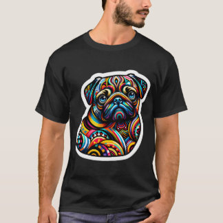 T-shirt Joie abstraite de Pug : un spectre de motifs et de