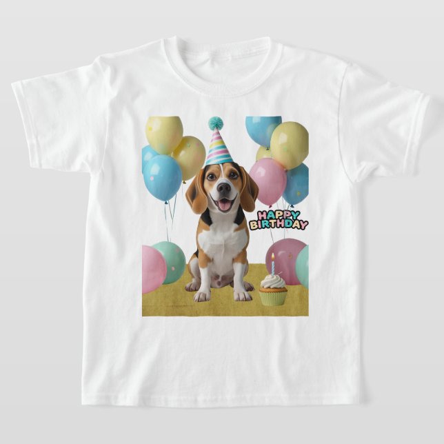 T-shirt Joie d'anniversaire avec mon Beagle (Poser)