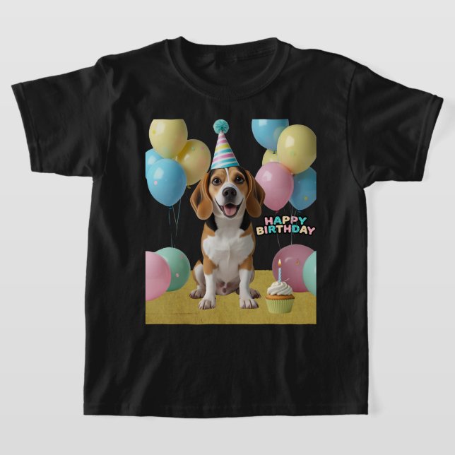 T-shirt Joie d'anniversaire avec mon Beagle (Poser)