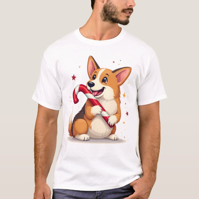 T-shirt Joie de Corgi Candy Cane (Devant)